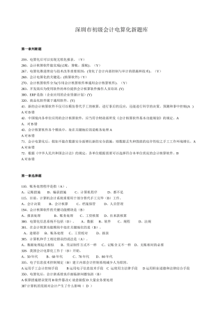 2025年深圳市初级会计电算化旧题库