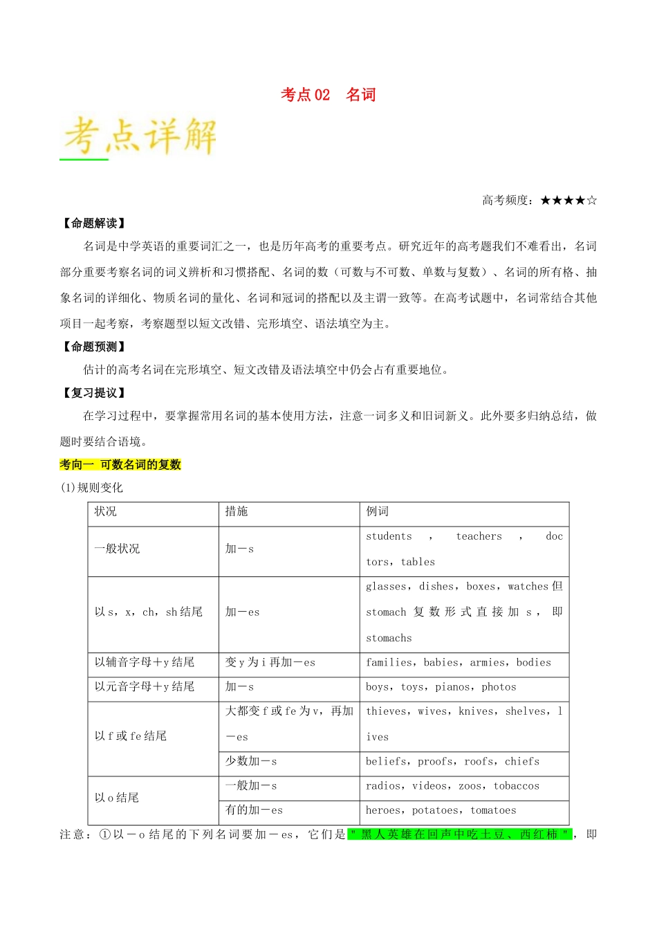 2025年备战高考英语考点一遍过考点02名词含解析_第1页