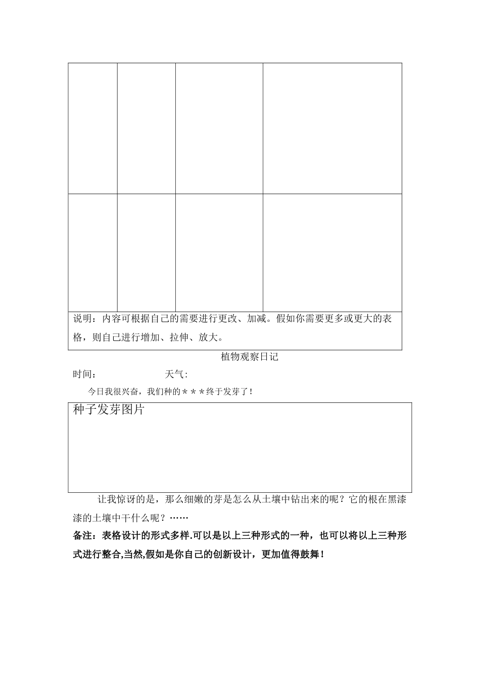 植物的生长变化观察记录表_第2页
