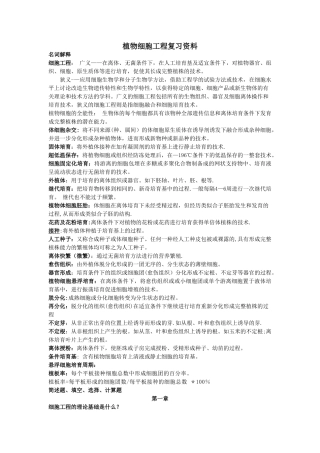 植物细胞工程复习题