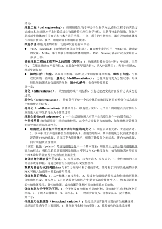 植物细胞工程知识点