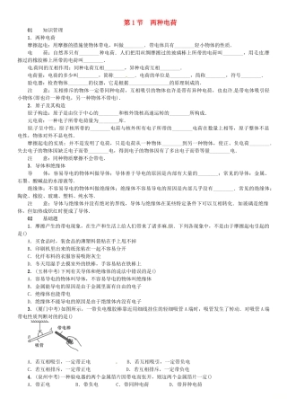 2025年广东专用版019九年级物理全册第十五章第1节两种电荷习题新版新人教版