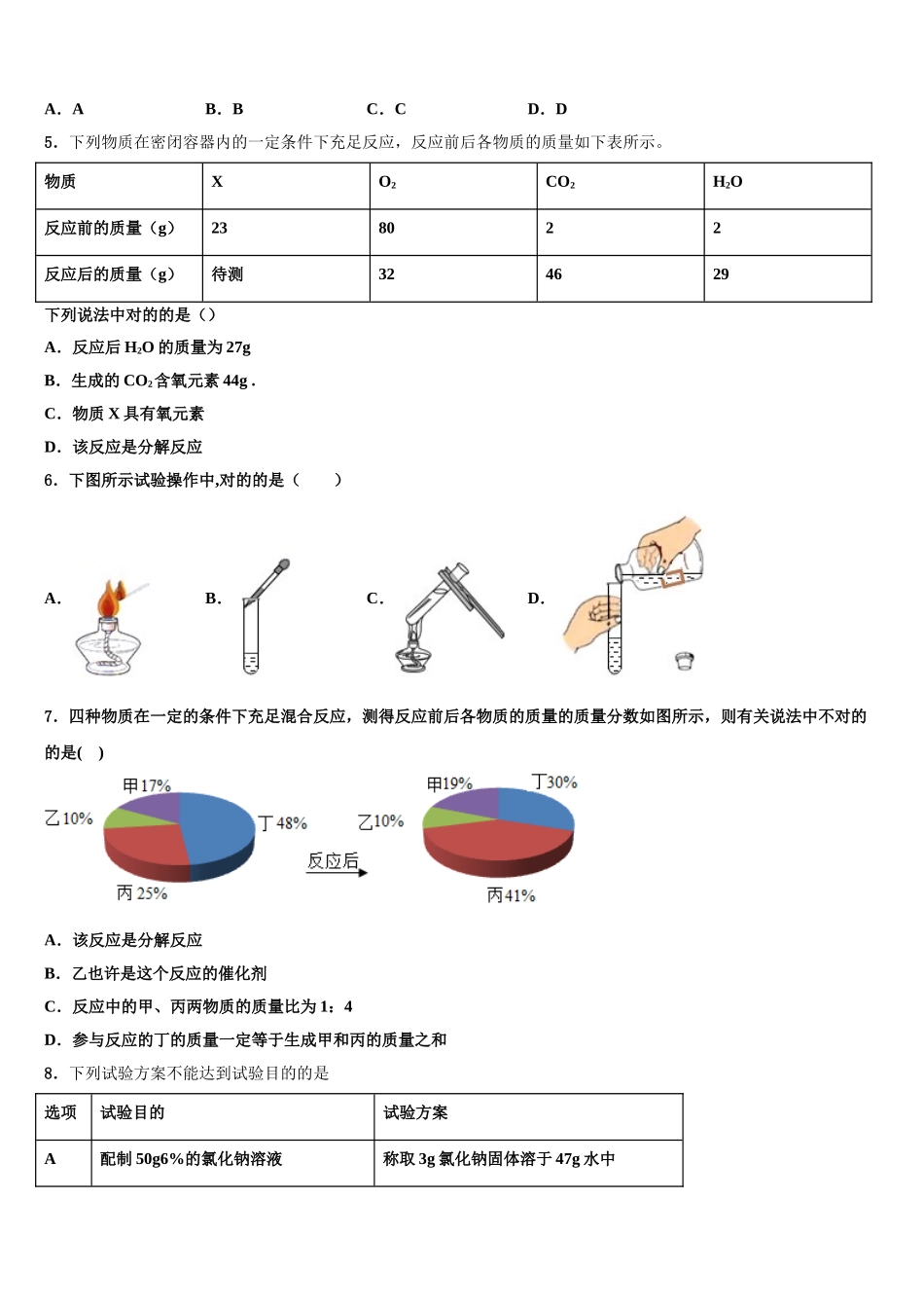 2025年安徽亳州刘桥中学九年级化学第一学期期末学业水平测试模拟试题含解析_第2页