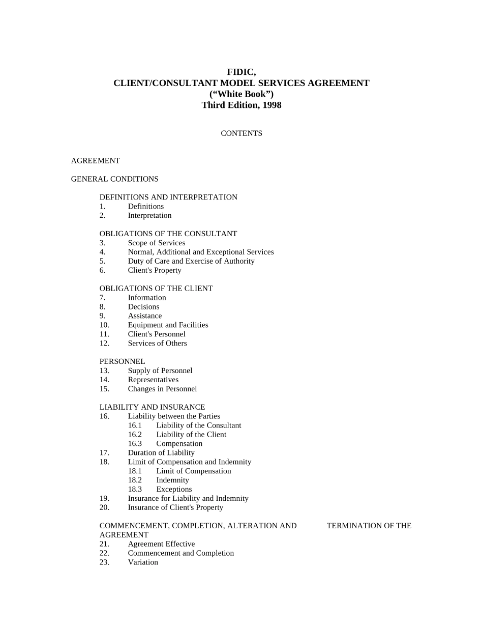 2025年白皮书英文版fidic业主咨询工程师标准服务协议书条件_第1页