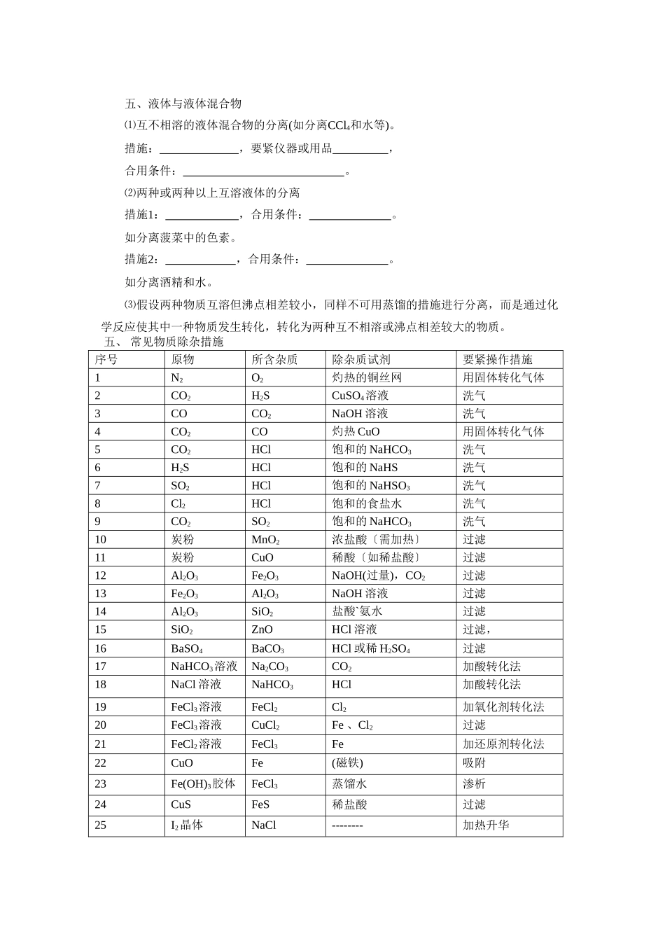 2025年高三化学一轮考点精析55物质的分离与提纯_第2页