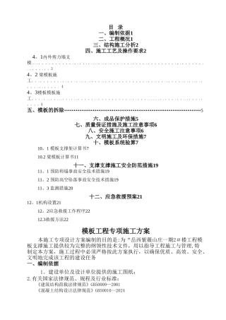 模板支撑专项施工方案