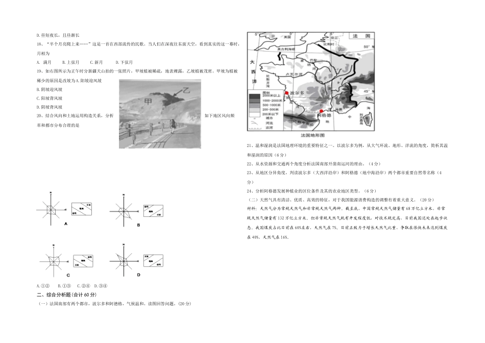 2025年上海市地理等级考试题_第2页