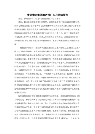 橡六集团输送带厂实习总结报告
