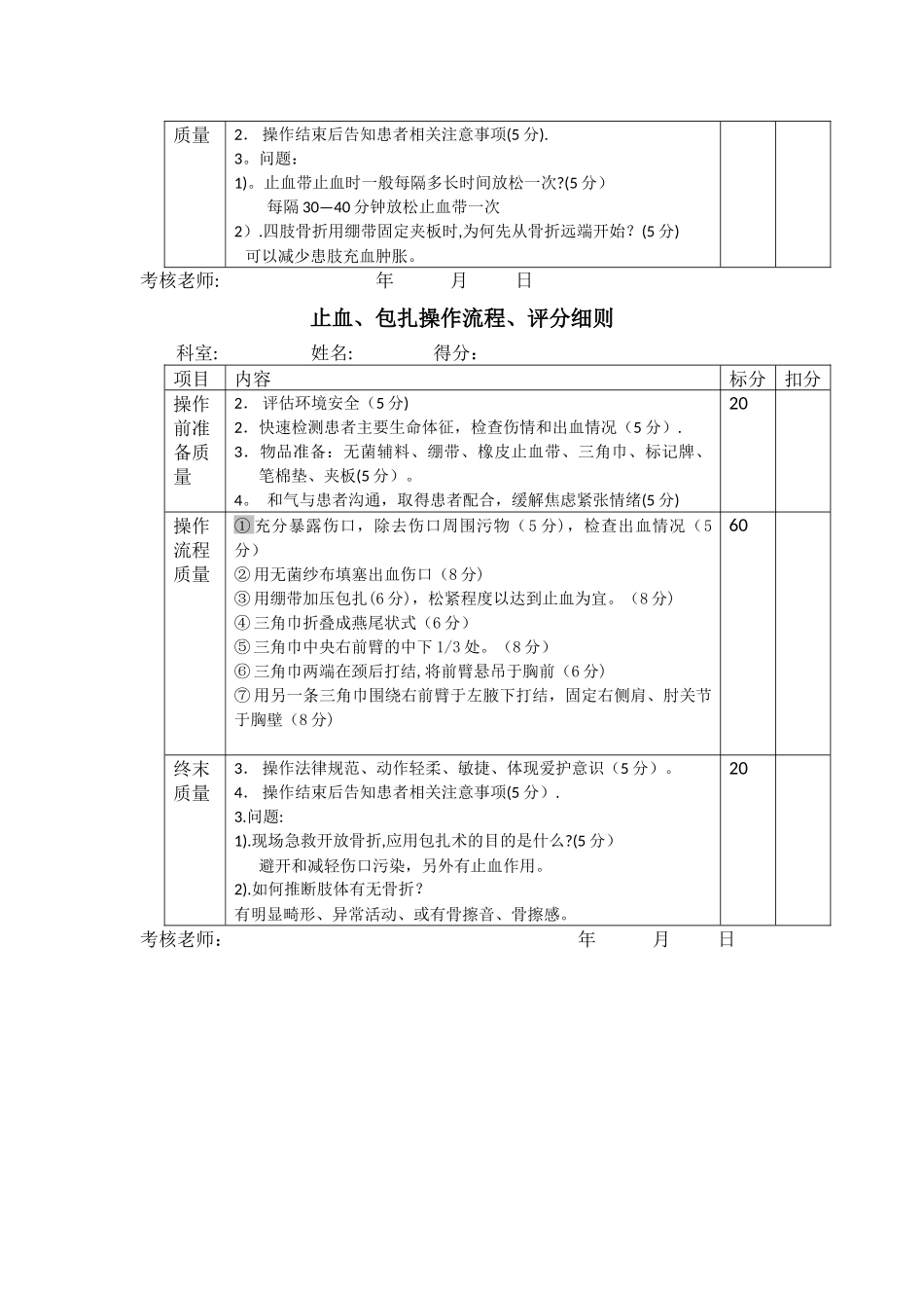 止血包扎流程、评分标准_第2页