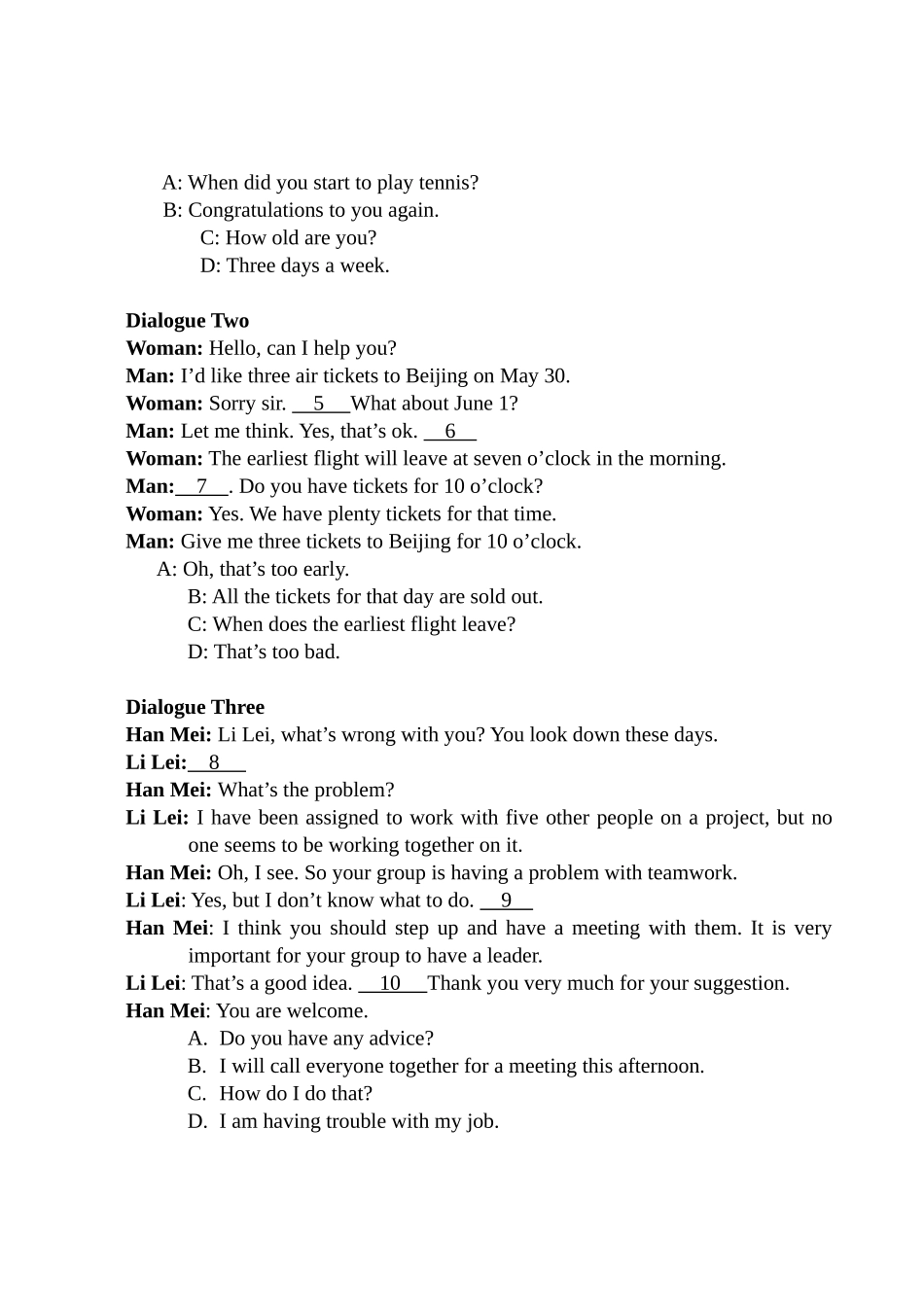 2025年河北省成人本科学士学位外语水平考试试卷及答案 _第2页