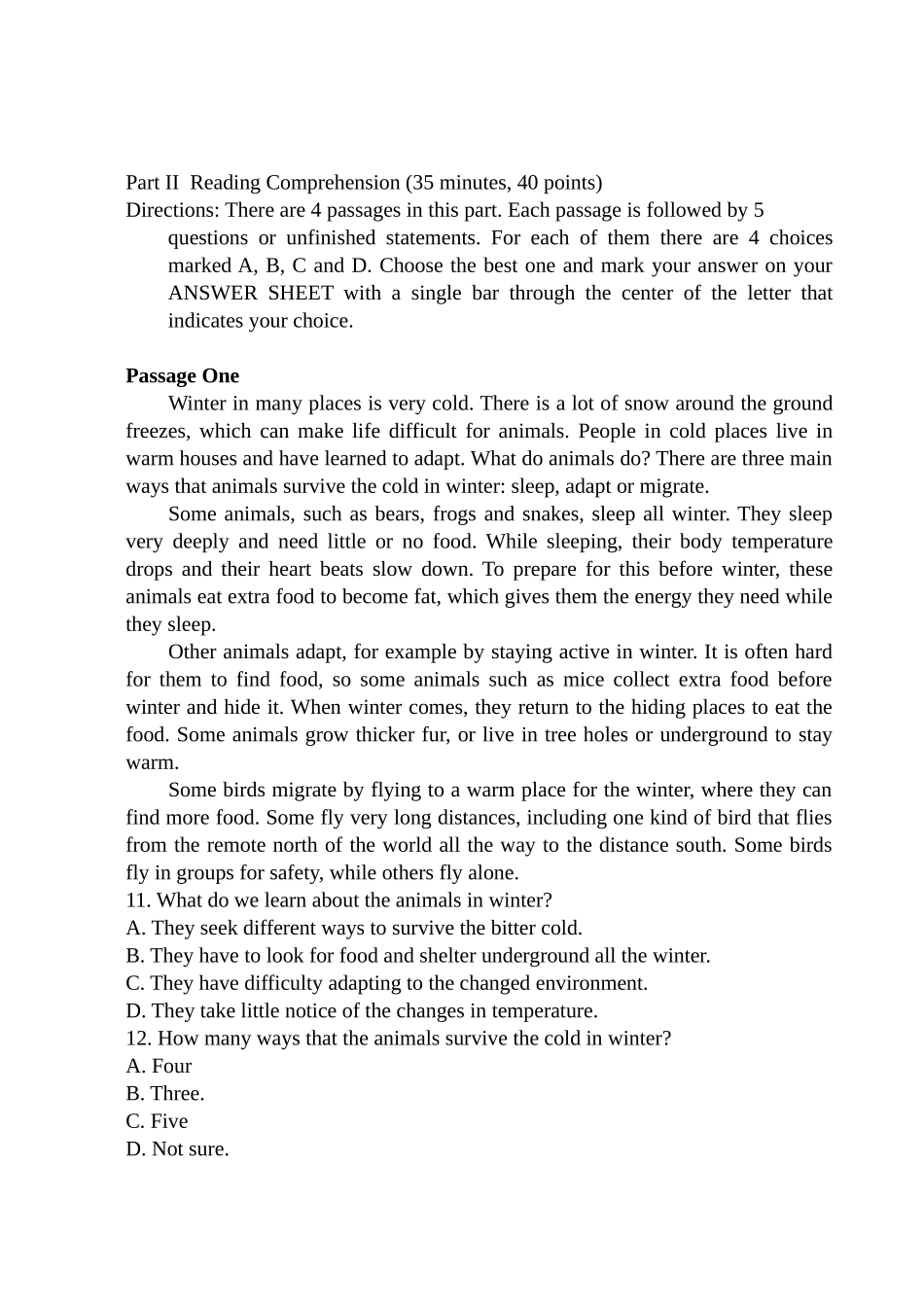 2025年河北省成人本科学士学位外语水平考试试卷及答案 _第3页