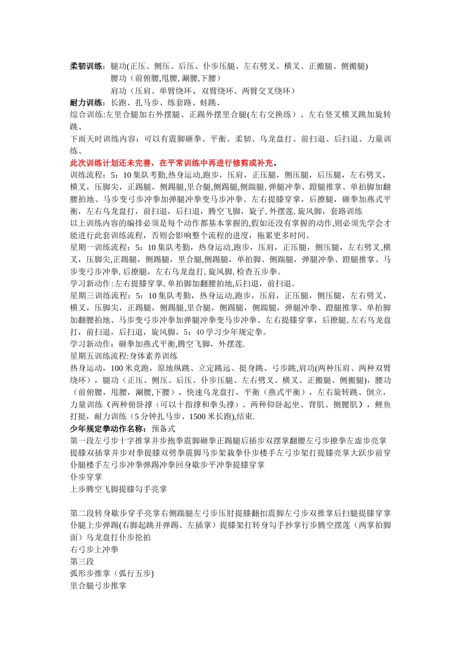 武术队的训练计划_第2页