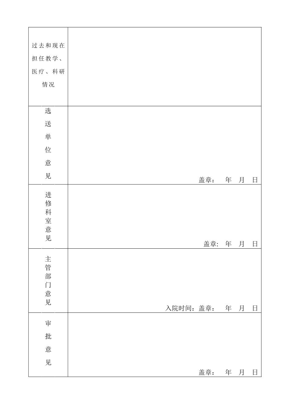 武汉大学人民医院医药卫生人员进修申请表_第3页