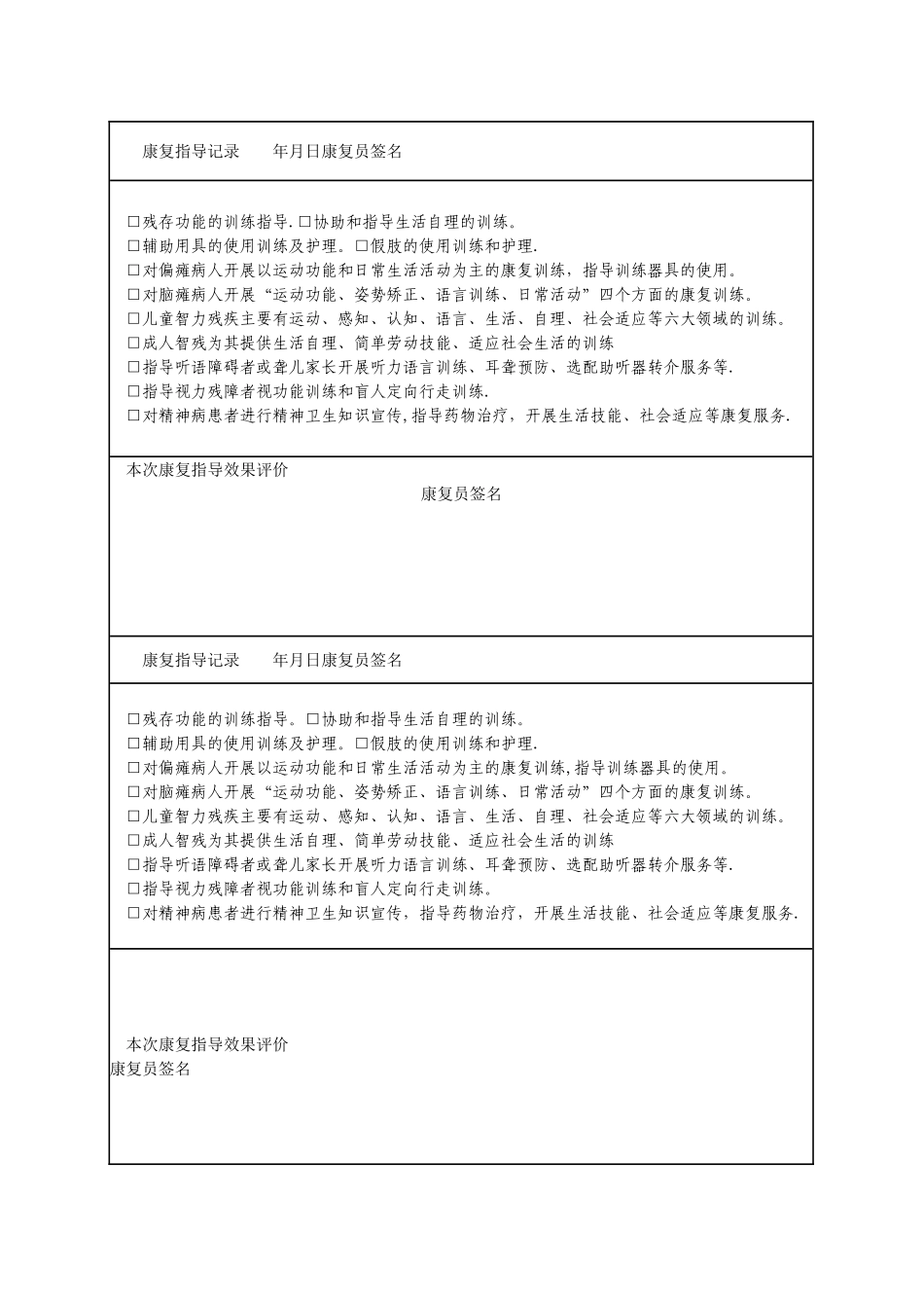 残疾人康复指导记录表_第2页