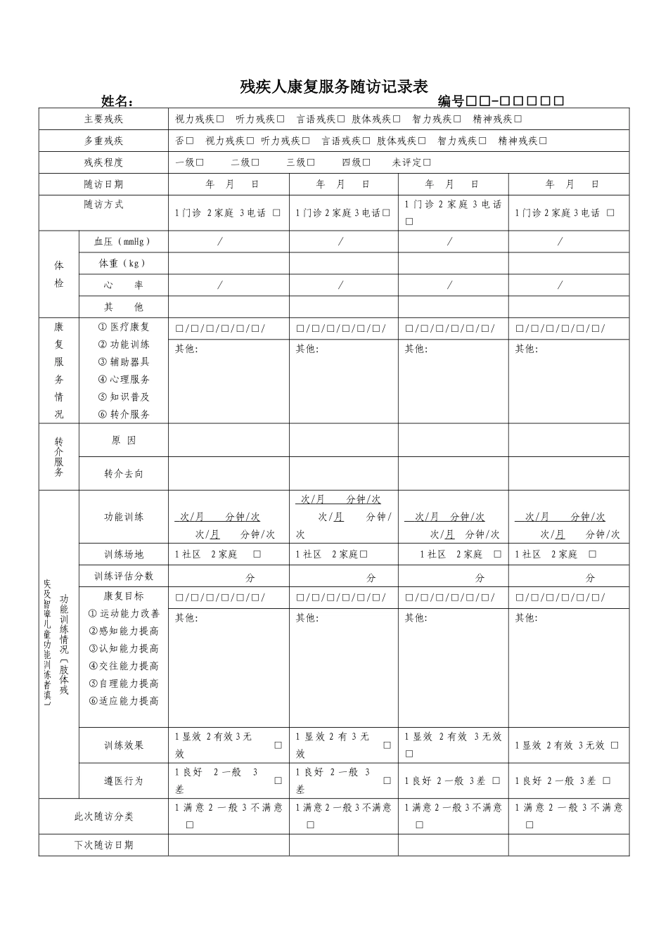 残疾人康复服务记录表_第1页