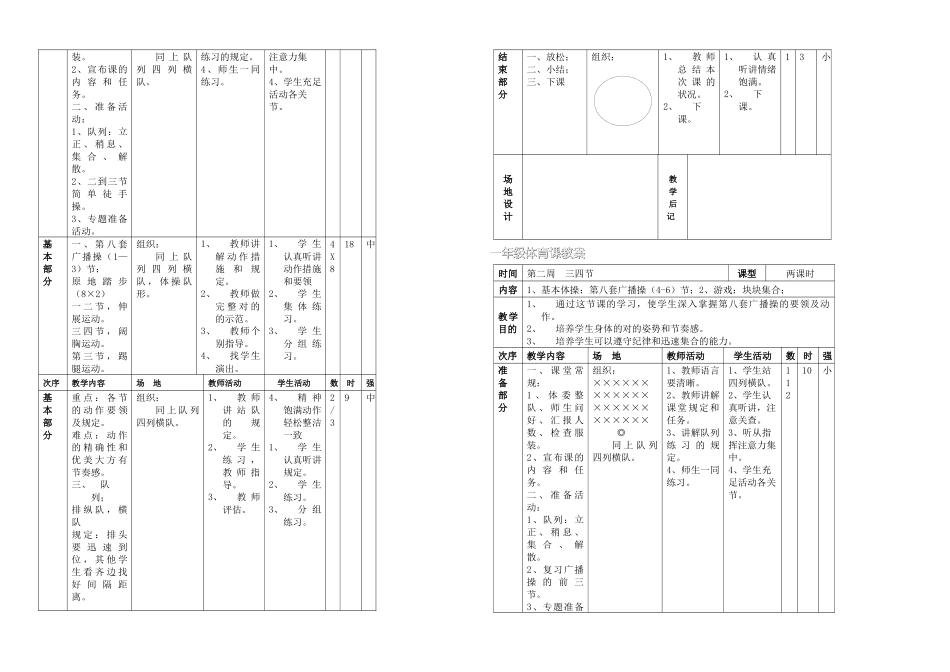 2025年人教新课标小学一年级体育全套的表格式_第3页