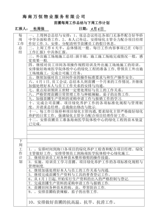 每周工作总结与下周计划