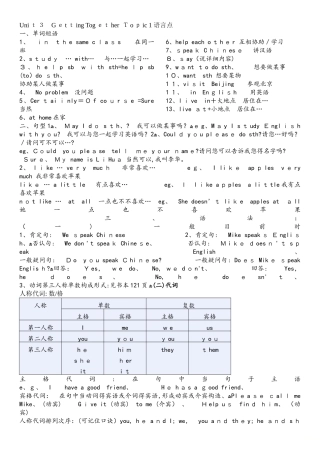 2025年仁爱版英语七年级上册Unit3知识点总结