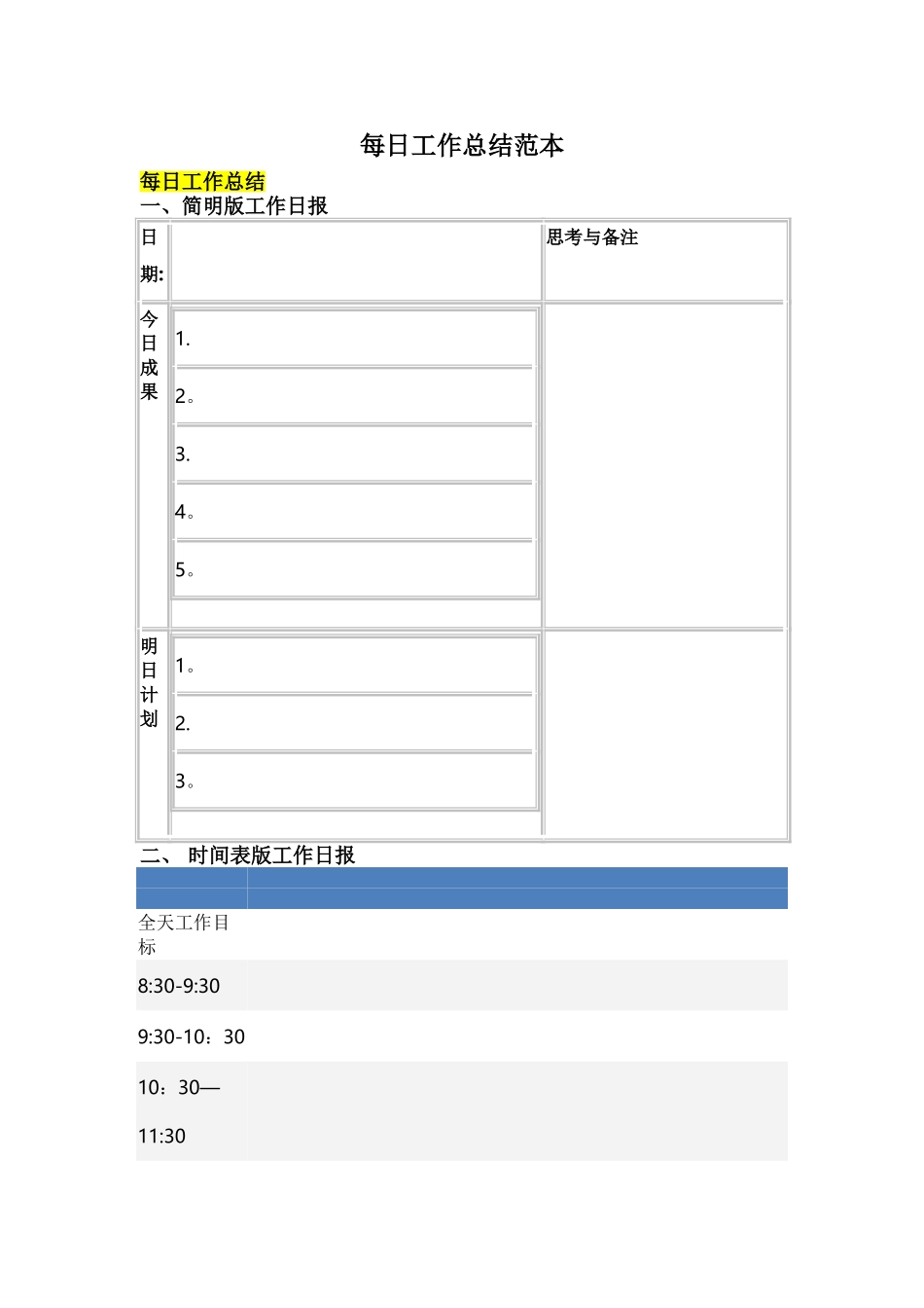 每日工作总结范本_第1页