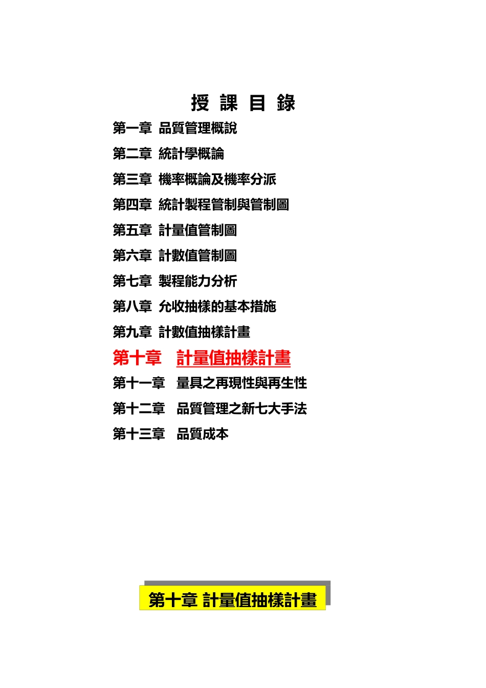 2025年品质管理全套资料计量值抽样计画_第1页