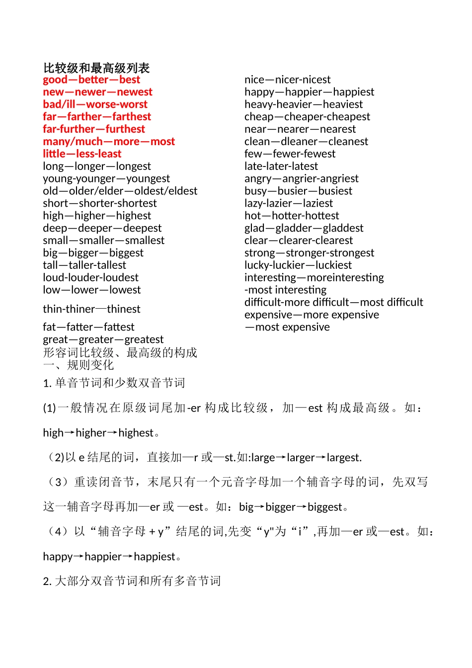 比较级和最高级列表_第1页