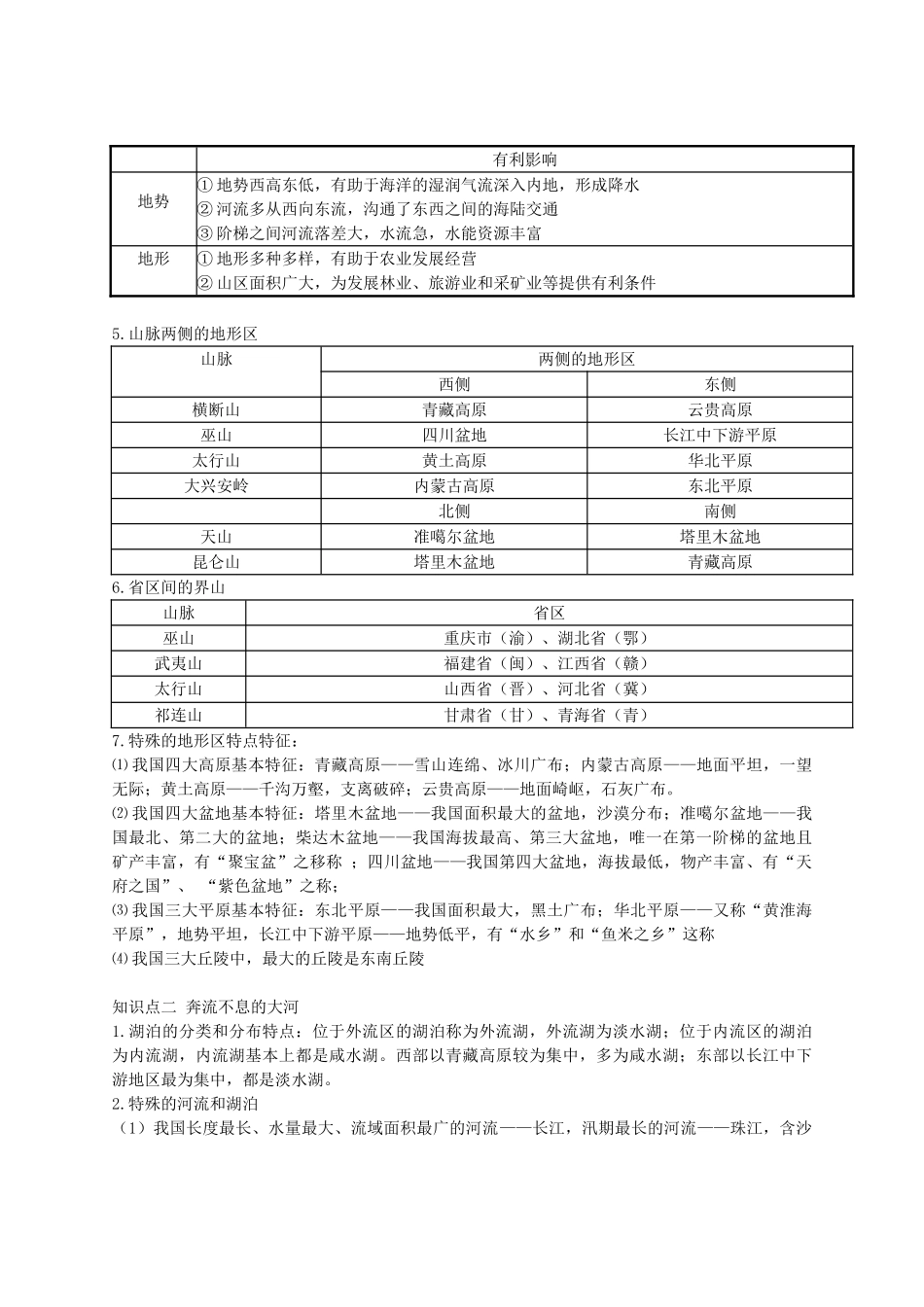 2025年广东省河源中国教育学会中英文实验学校八年级地理上册知识点复习材料无答案粤教版_第3页