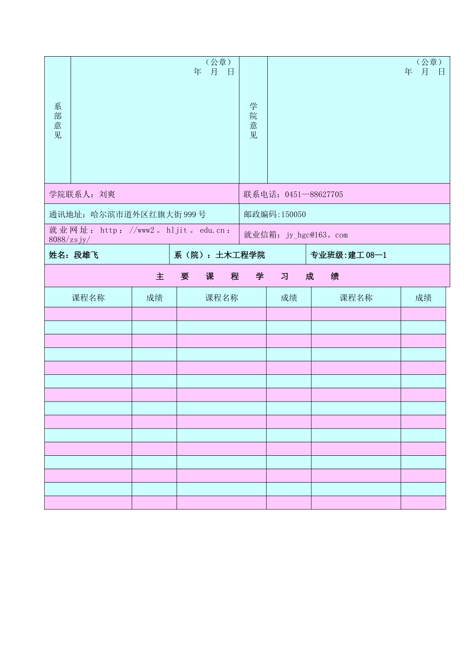 毕业生推荐表模板_第2页