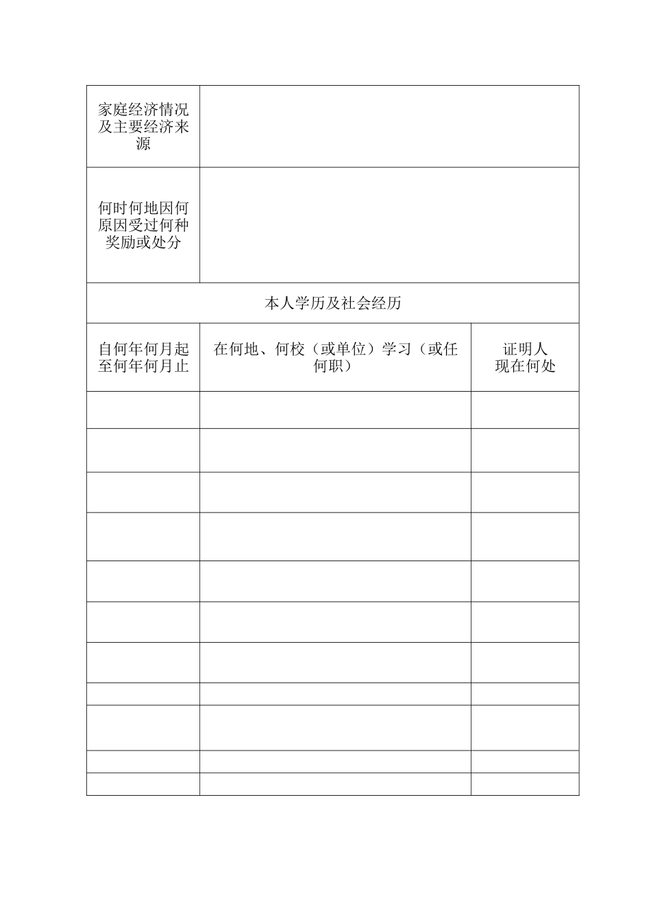 毕业生登记表范本空白_第2页