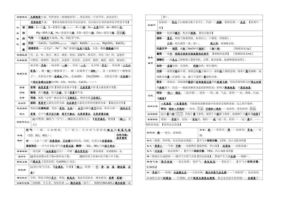 2025年人教中考化学总复习资料汇总全册_第1页