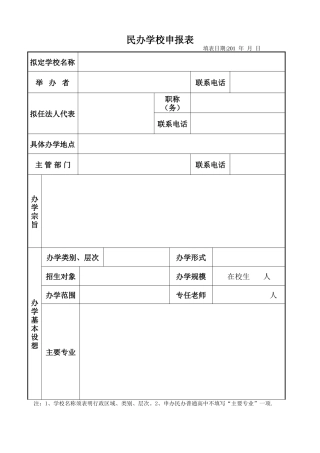 民办学校正式设立申办报告书