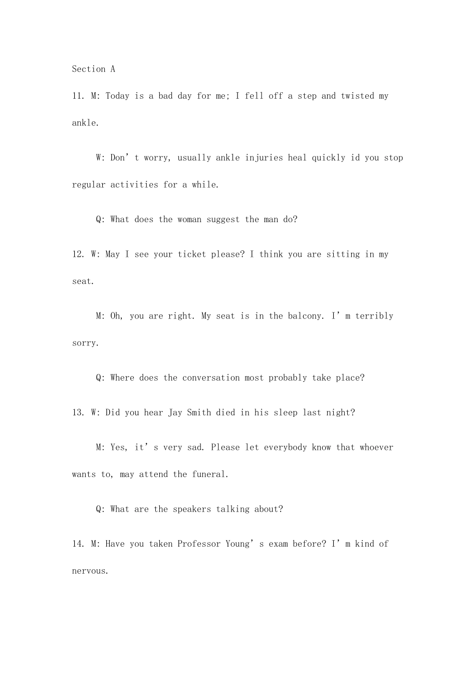 2025年6月英语四级真题听力原文_第1页