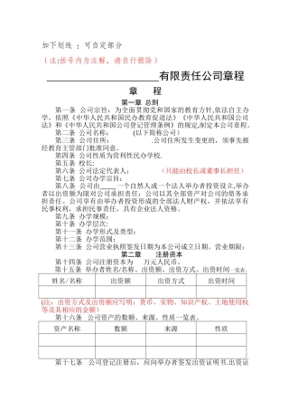 民办学校章程(一人公司)