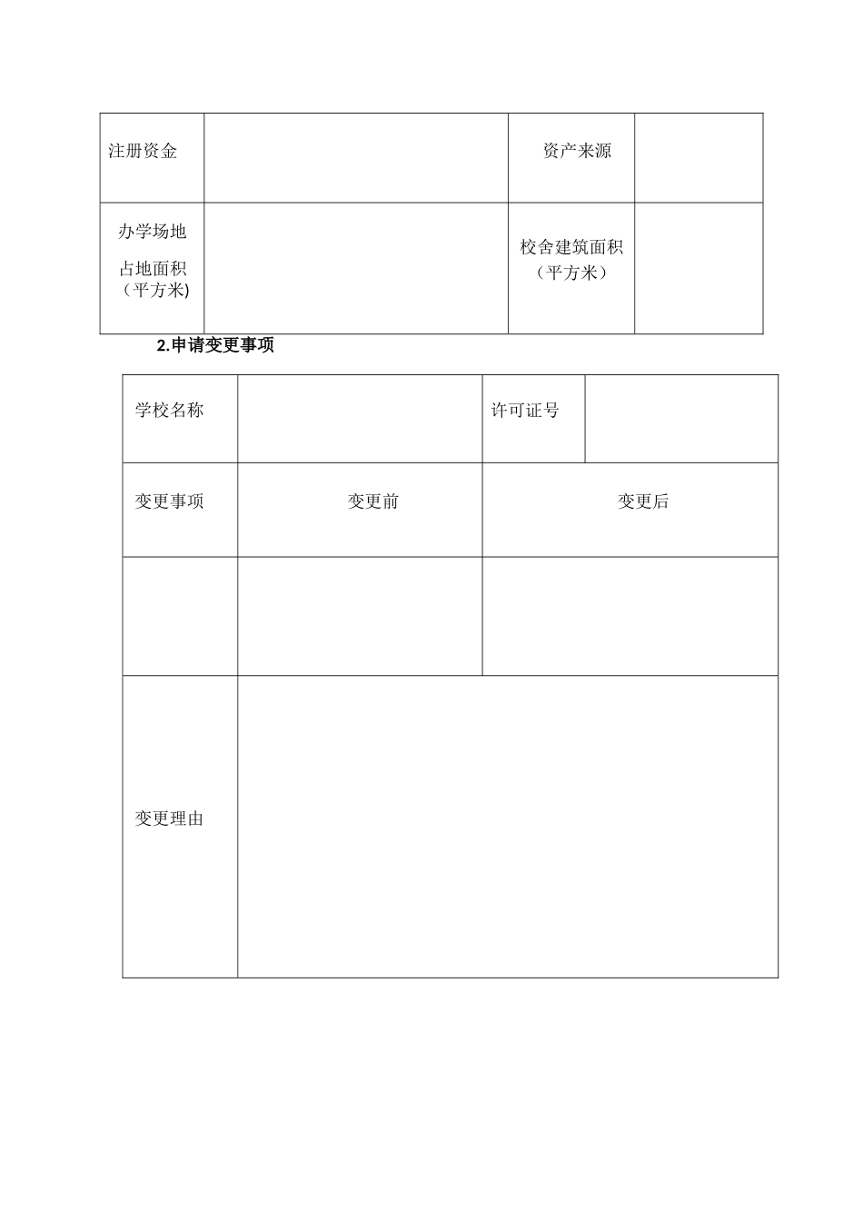 民办幼儿园变更申请表_第2页