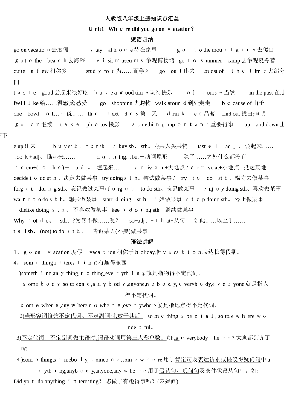 2025年人教版八年级上册英语知识点总结_第1页