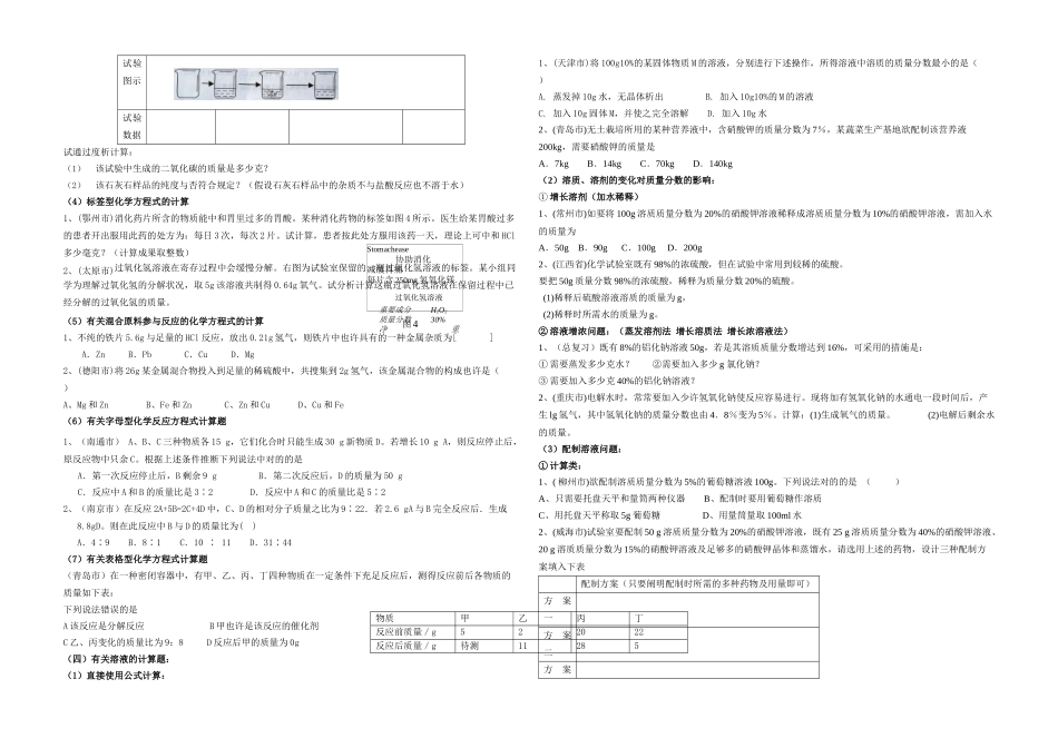2025年九年级化学中考计算题分类归纳_第2页
