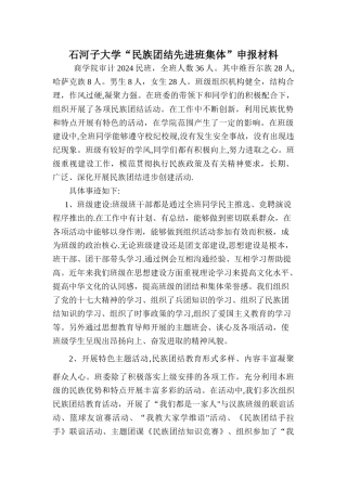 民族团结先进班集体申报材料