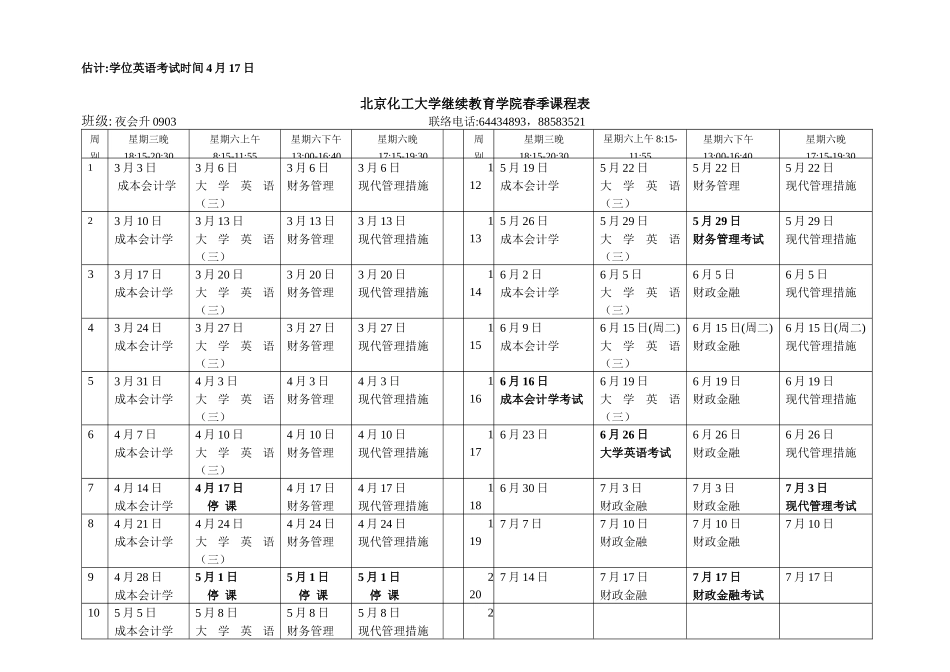 2025年北京化工大学继续教育学院春季课程表_第3页