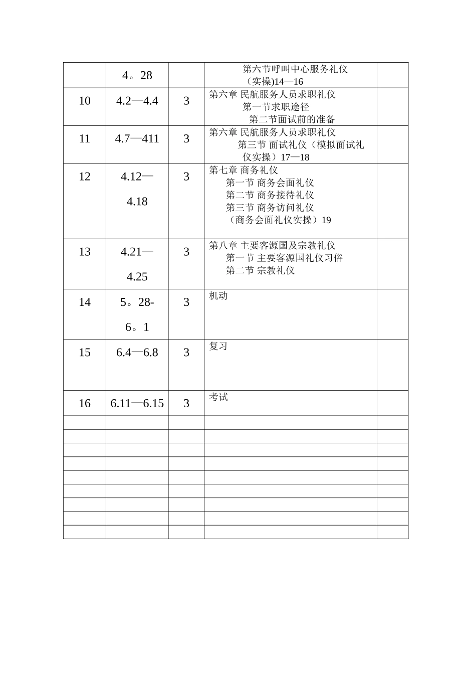 民航服务礼仪进度表Microsoft-Word-文档_第3页
