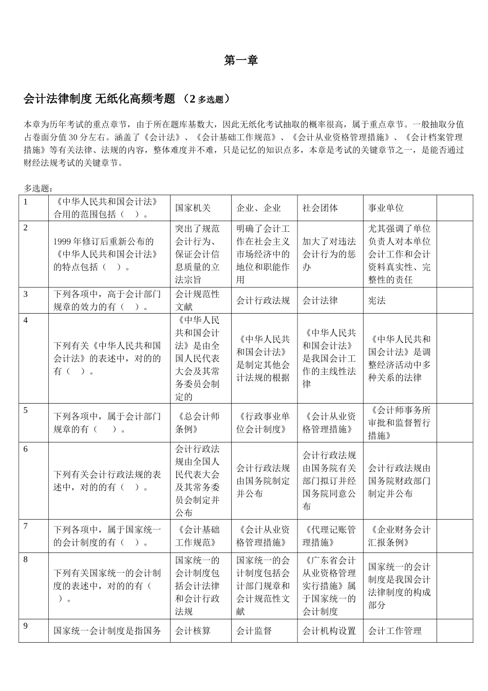 2025年会计从业资格考试︱财经法规无纸化押密试题第一章会计法律制度_第1页