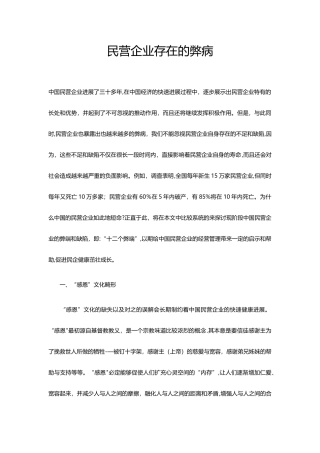 民营企业存在的弊病