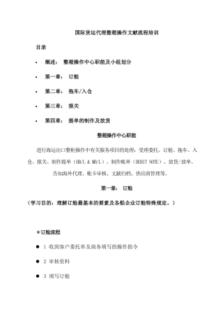 2025年国际货运代理整箱操作文件流程培训