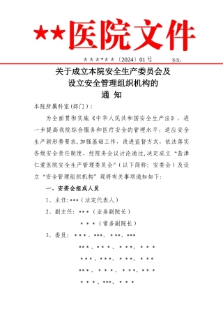 民营医院安全管理机构文件、任命书及组织机构图