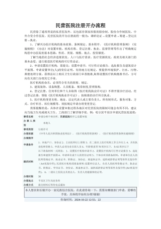民营医院注册开办流程