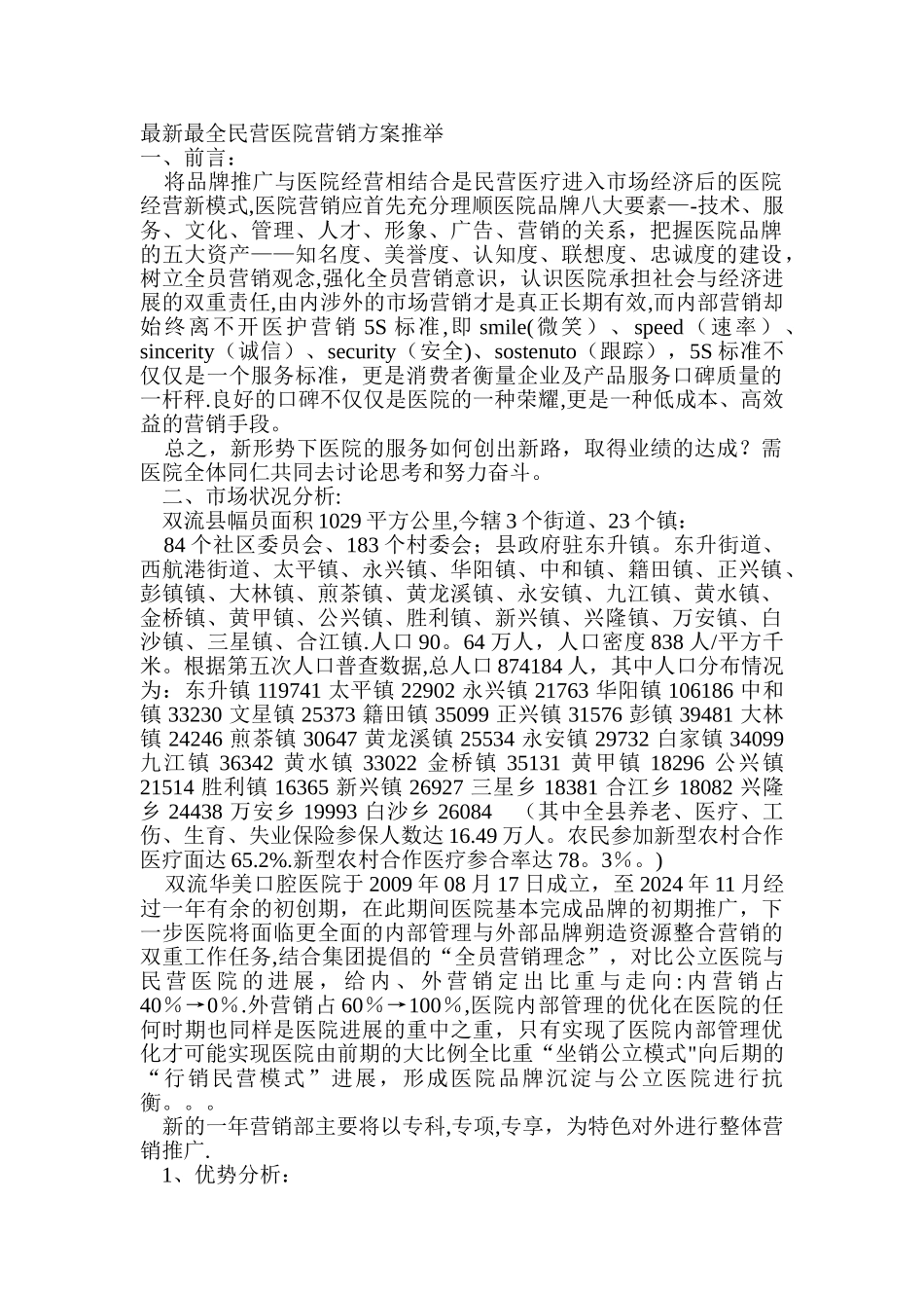 民营医院营销方案推荐_第1页
