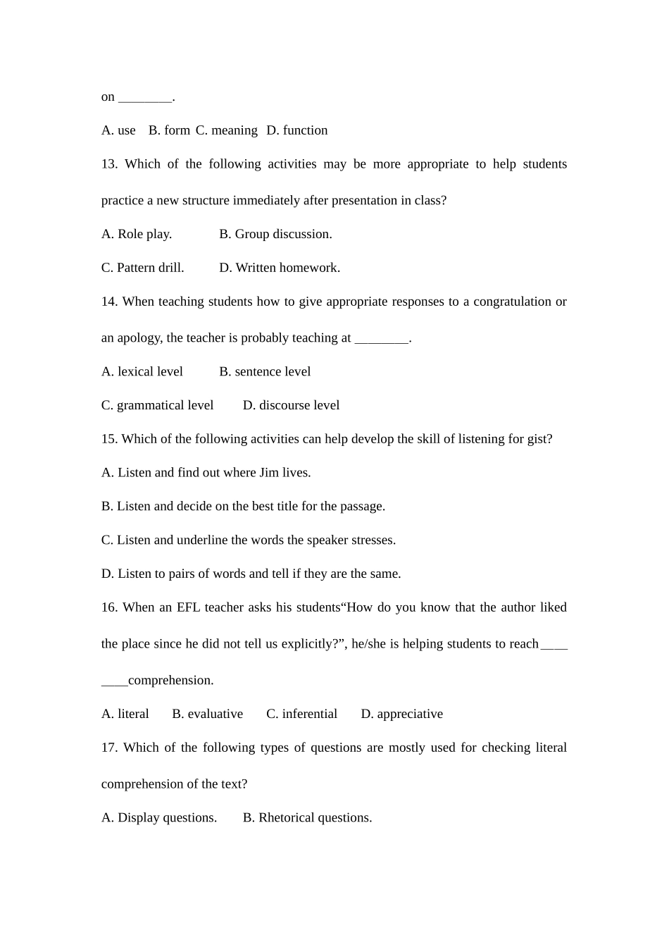 2025年上半年初中英语教师资格证真题和答案_第3页