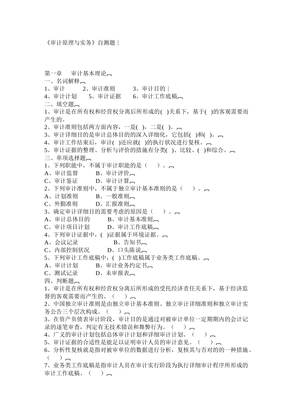 2025年审计原理与实务试题_第1页