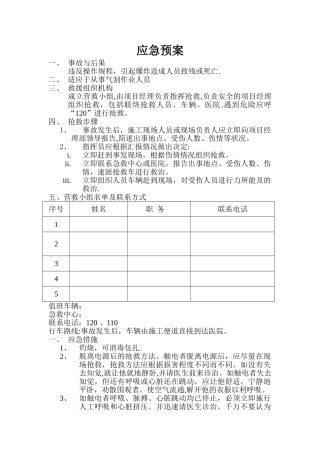 气割、电气焊作业的应急救援预案