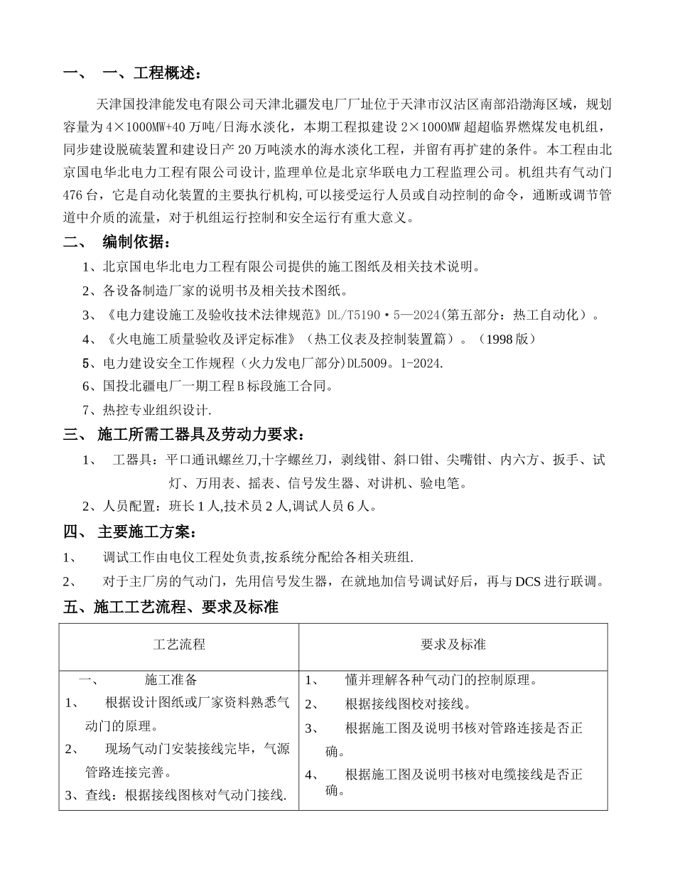 气动门调试作业指导书_第1页