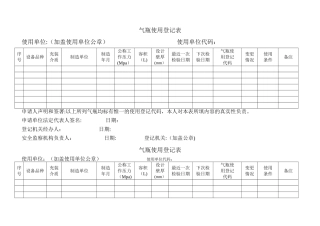 气瓶使用登记表