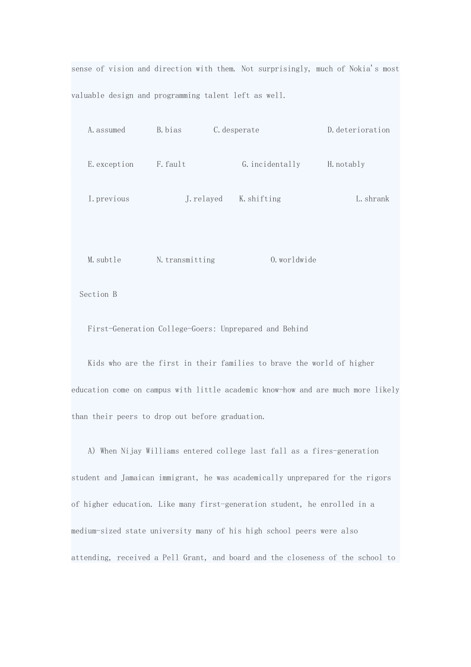 2025年12月英语六级真题卷第三套含答案_第3页